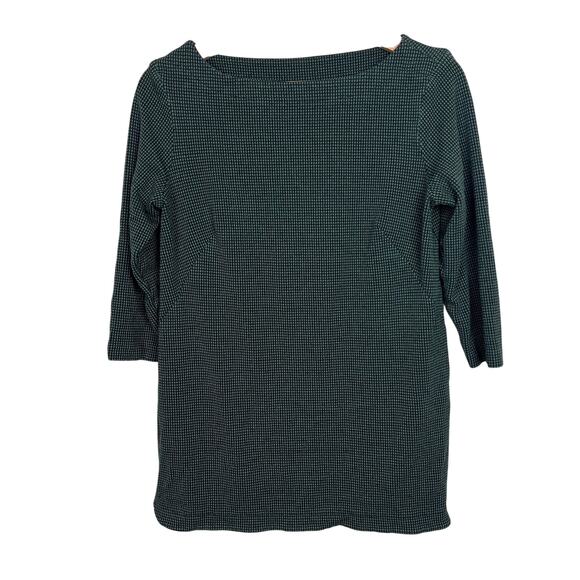 J. Jill Tops - J. Jill Ponte‎ Knit Petite Small 3/4 Sleeve Black and Green Boat Neck  Tunic Top